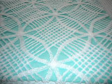 VTG CHENILLE BEDSPREAD FABRIC  PLUSH AQUA WED...