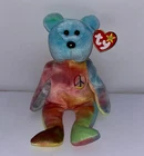 Ty Beanie Babies Peace Bear 1996 Vintage Tie Dye Plush Collectible Loose cute