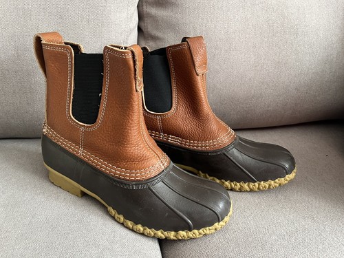 L.L. Bean Bean Duck Damenstiefel Chelsea Gummi Leder bequem zum Überziehen, 6,5" Größe 9