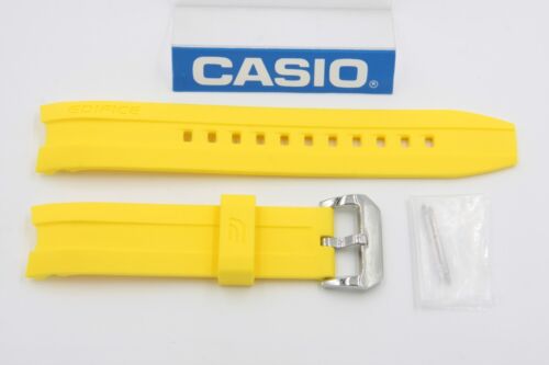 Original Casio Edifice EMA-100B-1A9 Watch Band Yellow Rubber W/ 2 Pins EMA-100 - Picture 1 of 7