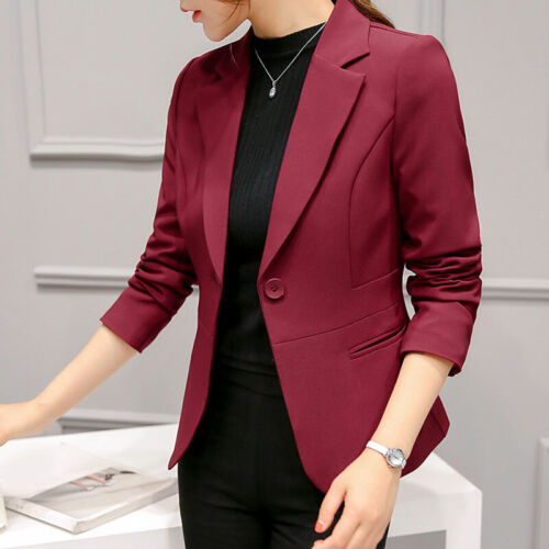 Damen Slim Fit Blazer Langarm Arbeitsjacke Formeller Anzug Mantel Oberbekleidung Business - Bild 4 von 22