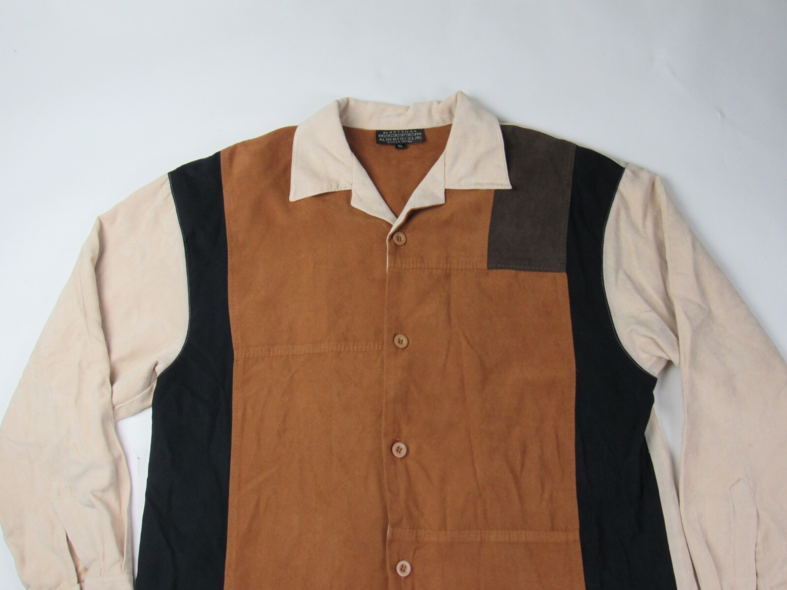 Alberto Celini Patchwork Panel Suede Button Up Sh… - image 2