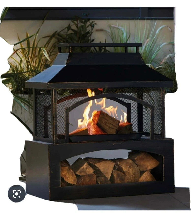 Gardenline Outdoor Log Burner - Black 7426876815839 | eBay