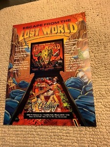original 198811- 8.5'' Lost World Escape From Bally Pinball arcade game AD FLYER