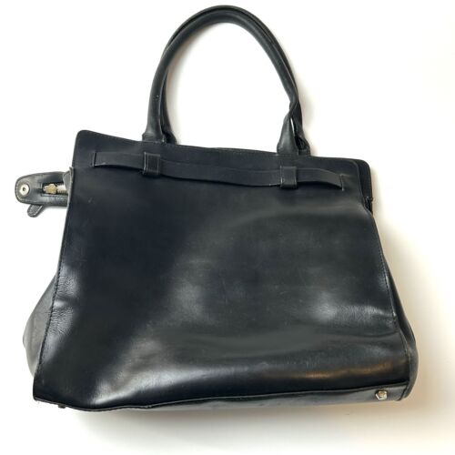 Vintage Milana black Italian leather shoulder hand bag Crocodile gothic dark - Picture 2 of 9