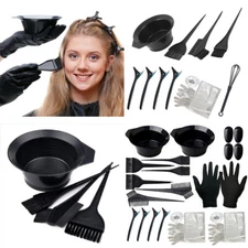 US 4/12/22 Pcs Hair Dye Coloring Brush Comb Set Mixing Bowl Salon Tint Tool Kit
