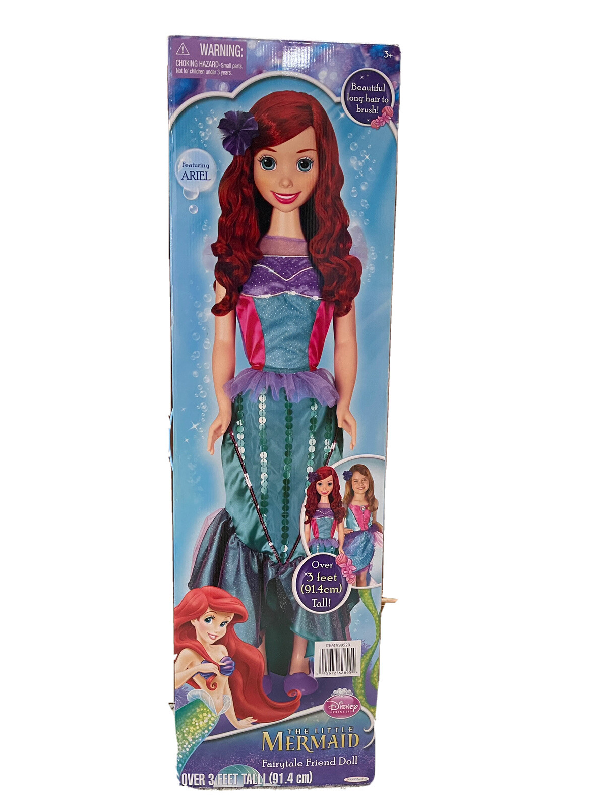 Disney Life Size Ariel Doll Over 3 Ft The Little Mermaid Fairy Tale Friend.