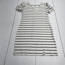Blue Rain White & Black Stripe Puff Sleeve T Shirt Dress Women’s Size Medium New