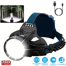 Super Bright LED Headlamp USB Rechargeable Work Light Outdoor Camping Head Torch