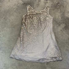 Eliza J Dress Womens 16 All Over Sequin Tank Dress Gold Silver Lined