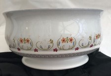 Denby salad bowl, footed, Anignon pattern, floral decor, 8.25", 1970s vintage