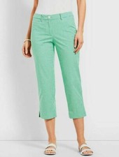 NEW 79 TALBOTS Clover Green Cotton-Blend Gingham PERFECT SKIMMER Pants Sz 2
