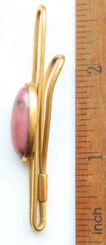 Vintage Golden Tone Tie Clip Men Decorated With Stone 8.0 gram - Picture 4 of 6
