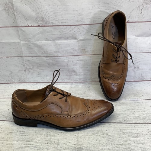 ALDO Quakers Wingtip Oxford Size 9.5 Light Brown Leather Dress Shoes