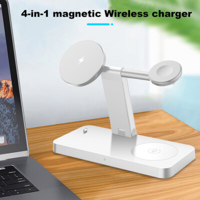 15W Magnetic Wireless Charger 4in1 Station For Apple Watch 8/7/6/5 iPhone 13 12