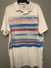Mens Puma Xl Dry Cell Golf Polo Shirt White Colorful Mens Puma Xl Dry Cell Golf Polo Shirt White Colorful
