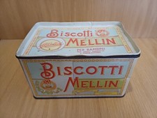 BELLISSIMA SCATOLA DI LATTA "BISCOTTI MELLIN" DA COLLEZIONE ORIGINALE ANNI '60