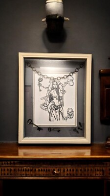 Captive Woman Pencil Sketch/Mixed Media Shadowbox Art ''Captive & Forgotten''