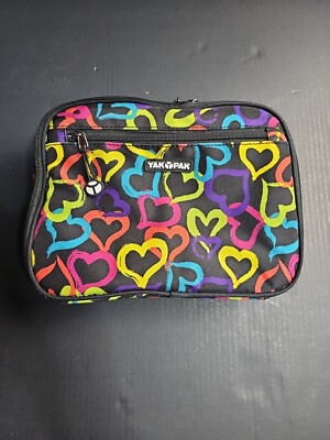 YAK PACK Lunch Bag Box Container Net Pocket Rainbow Heart Multicolor