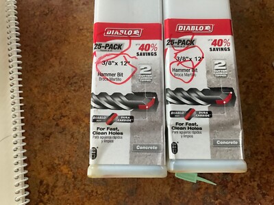 Diablo DMAPL2240-P25 3/8 in. x 10 in. x 12 in. SDS-Plus 2-Cutter Lot25 New LOT25