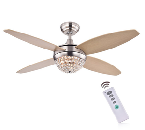 Crystal 52 Wooden Ceiling Fan Lamp Chandelier Elegant Nickel