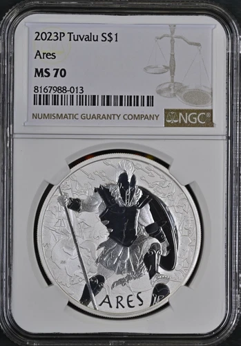 2023 Tuvalu Gods of Olympus- Ares 1 oz .999 Fine Silver- NGC MS70