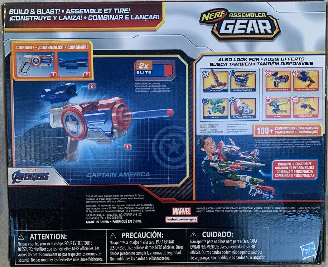 Lançador Nerf Assembler Gear Capitao America Hasbro E3355 em