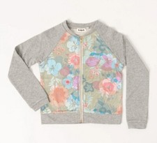 NEW KIDPIK girl floral metallic baseball jacket in french terry size 12Y