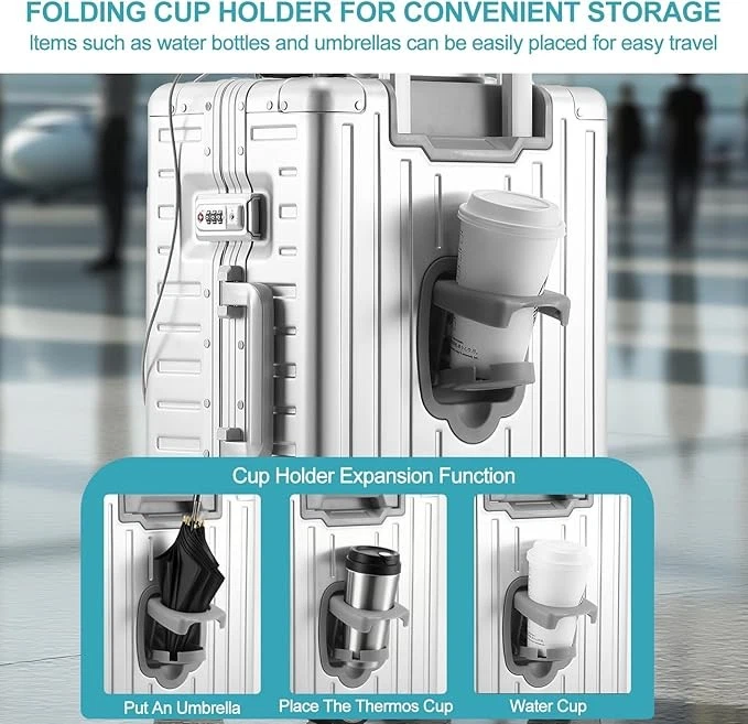 20" Aluminium Alloy silvery Travel Suitcase Cabin Suitcase Hard-Shell Luggage - Image 3 of 4