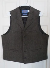 VTG PENDLETON High Grade Western Wear 100% Virgin Wool Mens Vest 44 USA MADE EUC