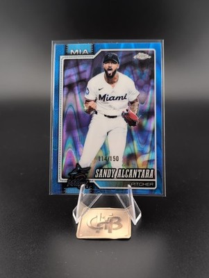 Sandy Alcantara Miami Marlins 2026 Topps Chrome Blue RayWave /150