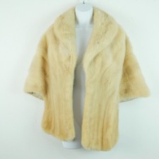 Vintage Blonde Mink Stole Fur Wrap Hollywood Glam Long 28"x28" Evening Shawl