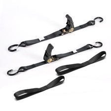 Boat Trailer Transom Ratchet Tie Down Straps Short with Latching Hooks and So...