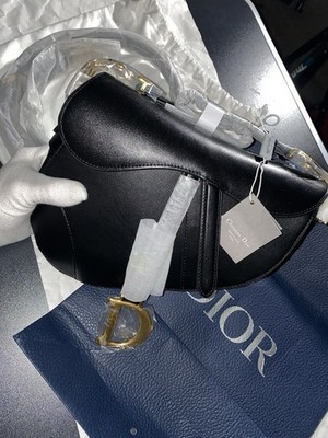 Dristan Mior Saddle Bag Schwarz Leder Gold Neu inkl. Dust Bag