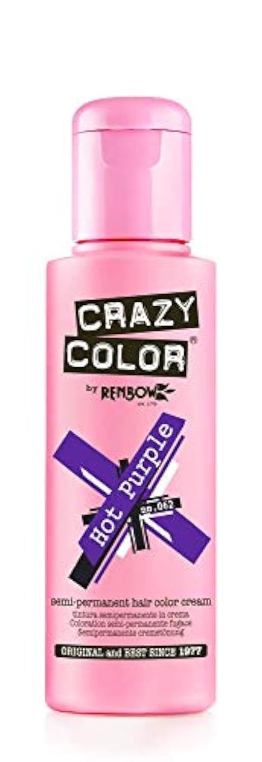 Renbow Crazy Color Semi Permanent Hair Color Cream Hot Purple No.62 100ml | Highly Pigmented Royal Purple Conditioning & Oil Nourishing Vegan Formula, No Bleach or Ammonia - Image 6