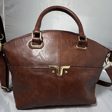 Bueno Brown Satchel Zipper Gold Hardware Zip Closure Inner Pockets