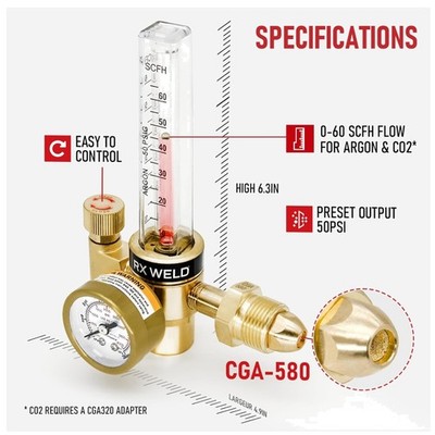 Economical Dual Outlet Argon Flowmeter for Welding