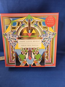 Frank Lloyd Wright Gold Foil Puzzle Imperial Hotel Peacock Rug 500 Pc