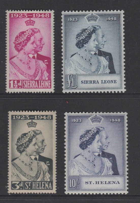1948 Silver Wedding - St. Helena & Sierra Leone MLH VF Sets CV $58.05