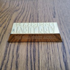 RARE VINTAGE THE WALL STREE JOURNEY GOLD BAR PAPERWEIGHT AFFLUENT INSERTS