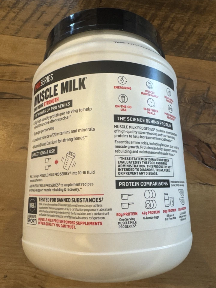 Pro Series Proteína en Polvo Leche Muscular 2lbs 50g Proteína Exp 5/26 Foto 2 de 3