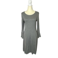 Calvin Klein Gray Long Bell Sleeve Career Wear Knee Length Sweater Dress Size L