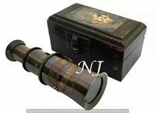4" Handheld Solid Brass Pullout Telescope with Wooden Box - Pirate lot 100