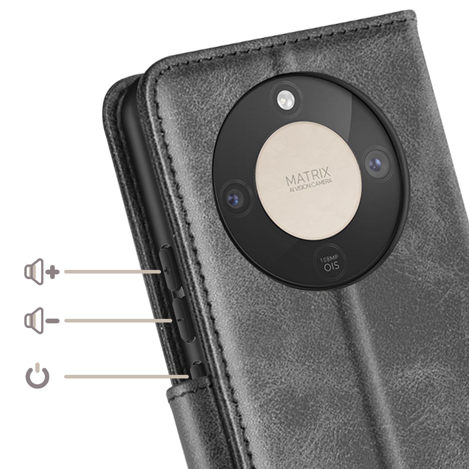 Étui portefeuille Honor Magic 8 Lite Avizar en cuir rétro noir avec support - 4