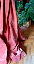 Vintage Pair large dusky pink Cotton Velvet Curtains 111"/284cmW x 62.6" 159cm L