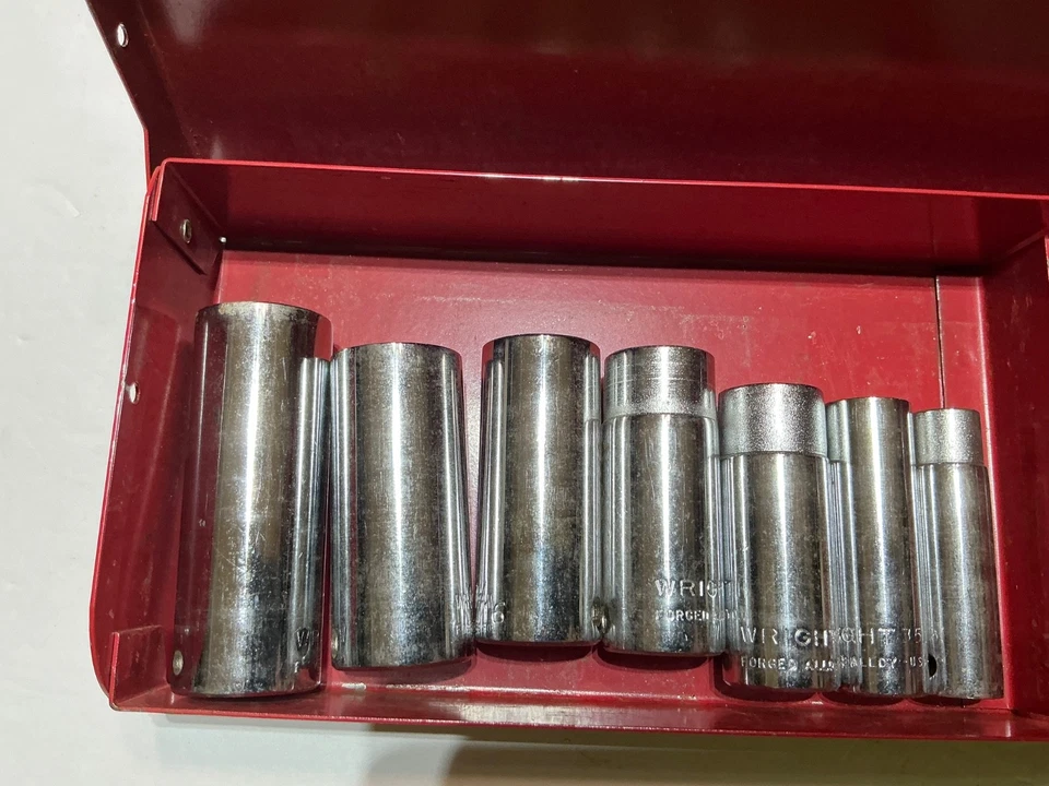 Vintage Wright 19 Piece 3/8” Drive Short/deep Socket Set With Original Box USA - Image 4 of 4
