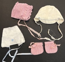Vintage Children  s Bonnets Booties lot of 4