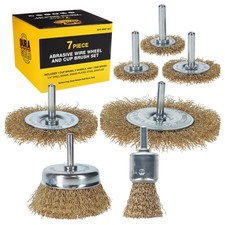 7-piece Abrasive Brass-coated Wire Wheel Cup End Brush Set 14 Drill Shank