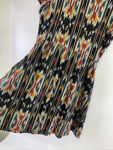 Mata Traders Serenade Dress Multicolored Pattern Black Short Sleeve Cotton Med - Picture 5 of 14