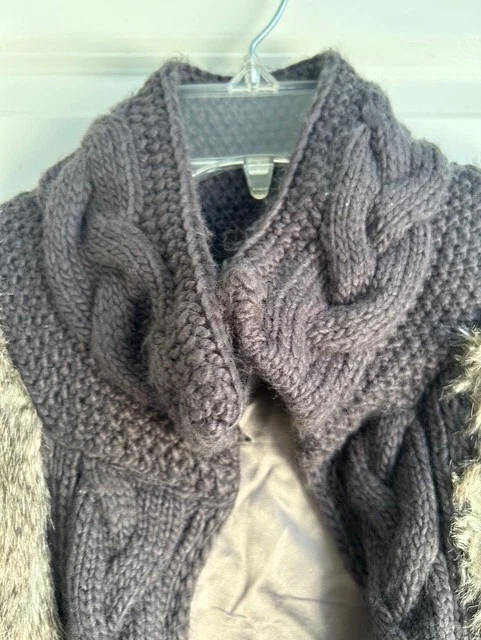 Chaleco De Colección Y2K Mujer Piel Sintética Talla 2X Marrón Tejido con Cable Boho Nórdico Indie Rocker Foto 2 de 4